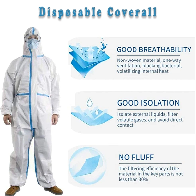Disposable PPE Safety Clothing Suit Type 5/6 Medical PPE Cover Microporous Strip Protective Coverall for Hospital