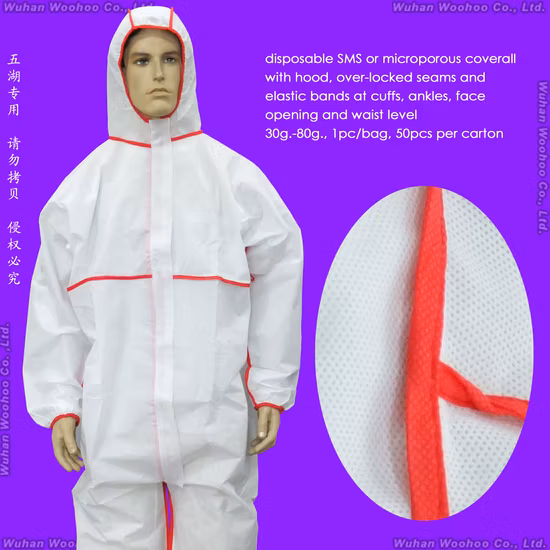 Surgical/Medical/Waterproof/Plastic/PE/Working/Safety/Clothing/SMS Nonwoven Disposable PP Protective Coverall for Hospital/Lab/Food Processing Industry Service